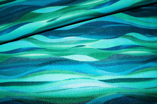 Designerbaumwolle Wave grün/aqua/petrol (10 cm)